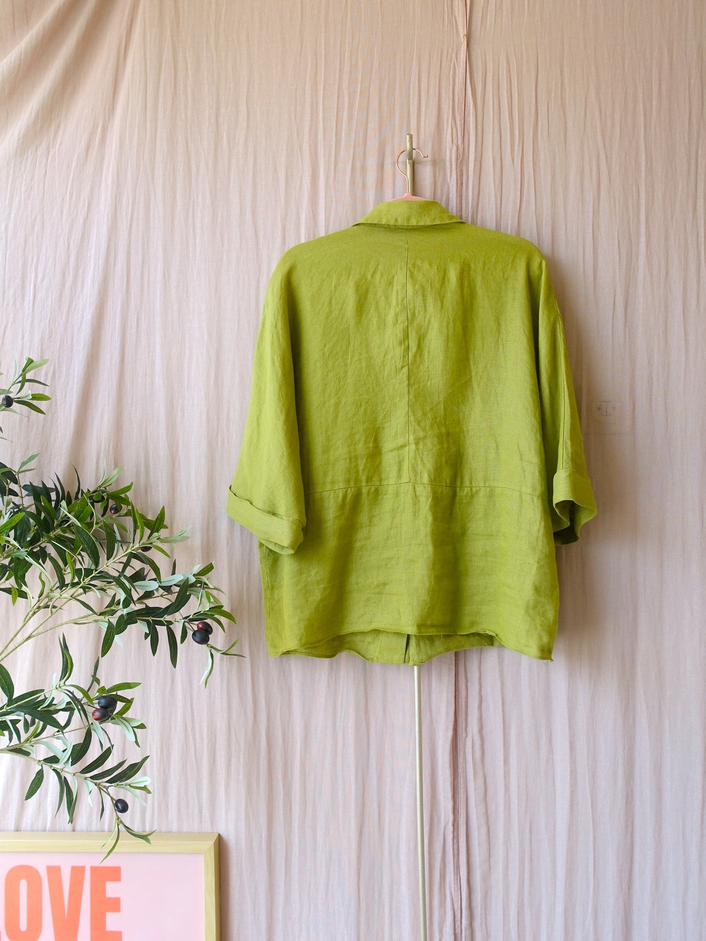 Zara 100% linnen loose fit blouse pistachio paradise