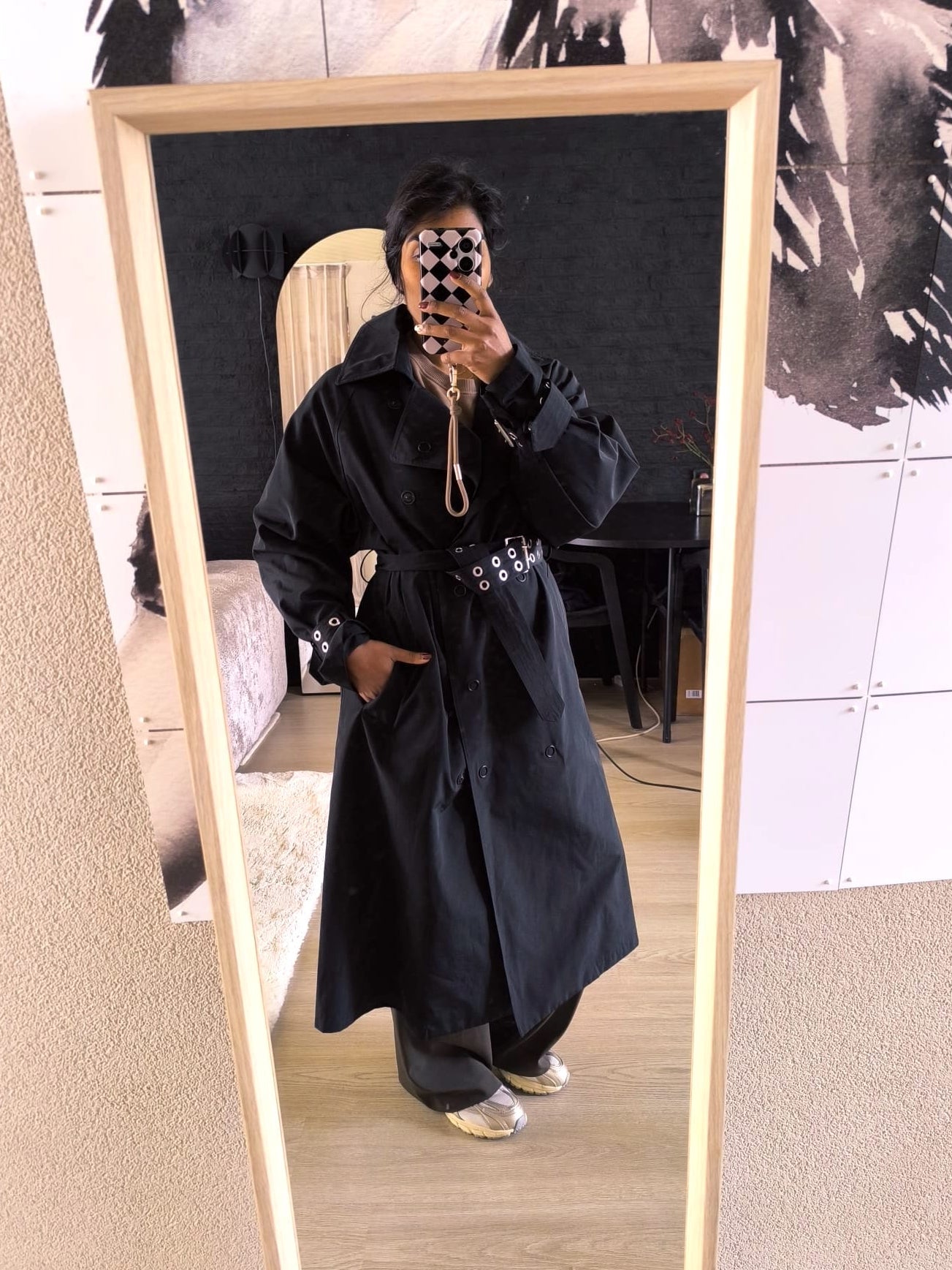 Zara the lightweight eyelet trenchcoat zwart