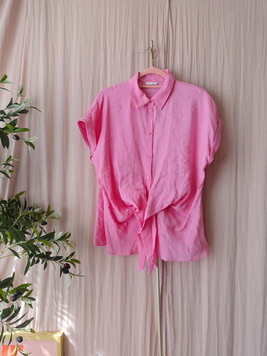 Zara modal knot blouse pink lemonade