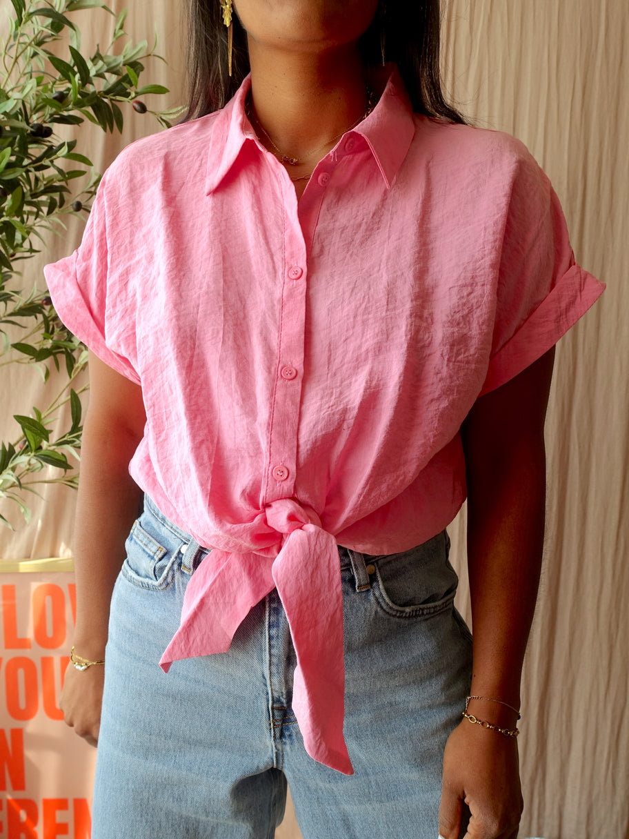 Zara modal knot blouse pink lemonade