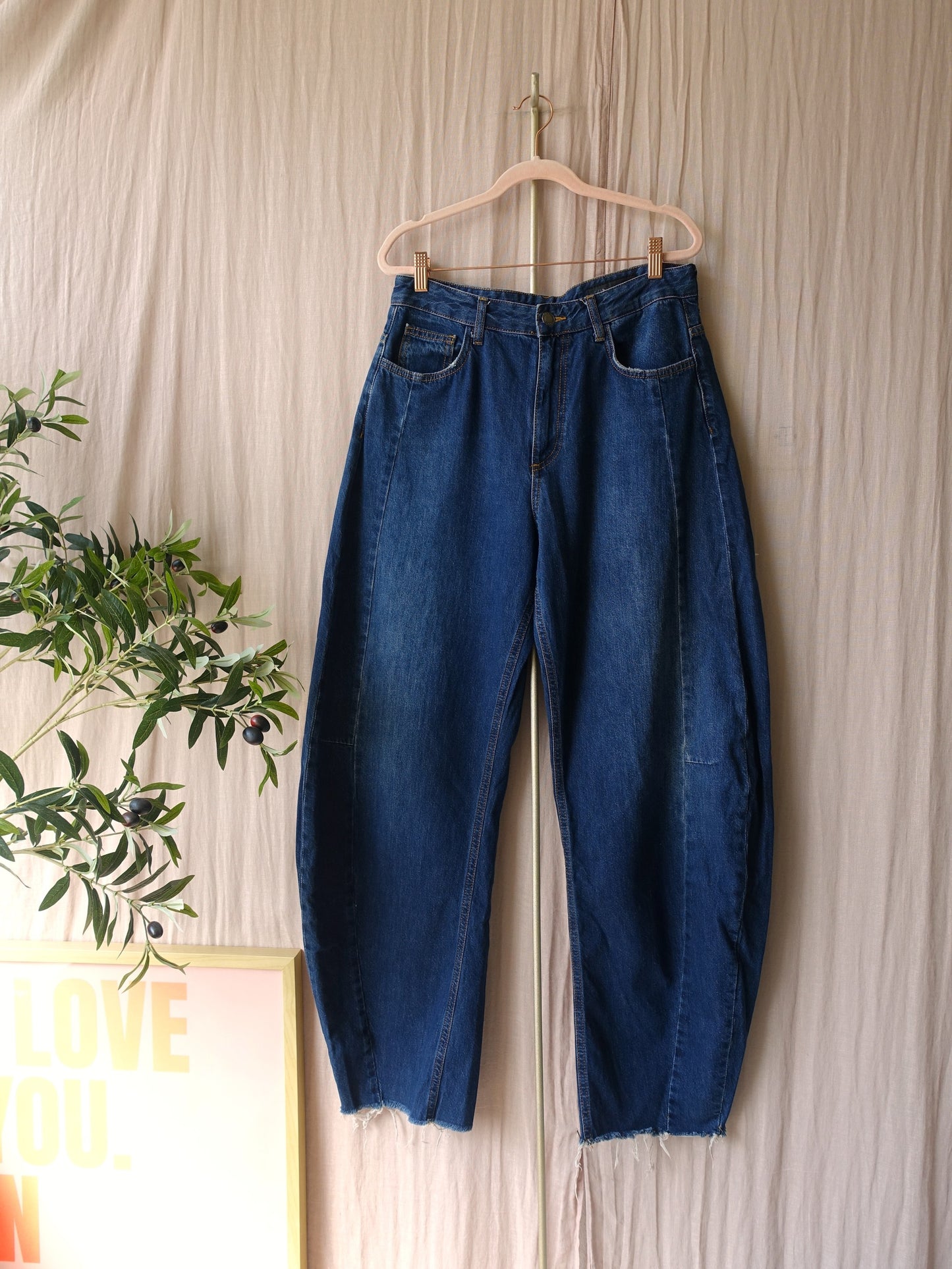 Zara the relaxed fit barrel jeans dark indigo