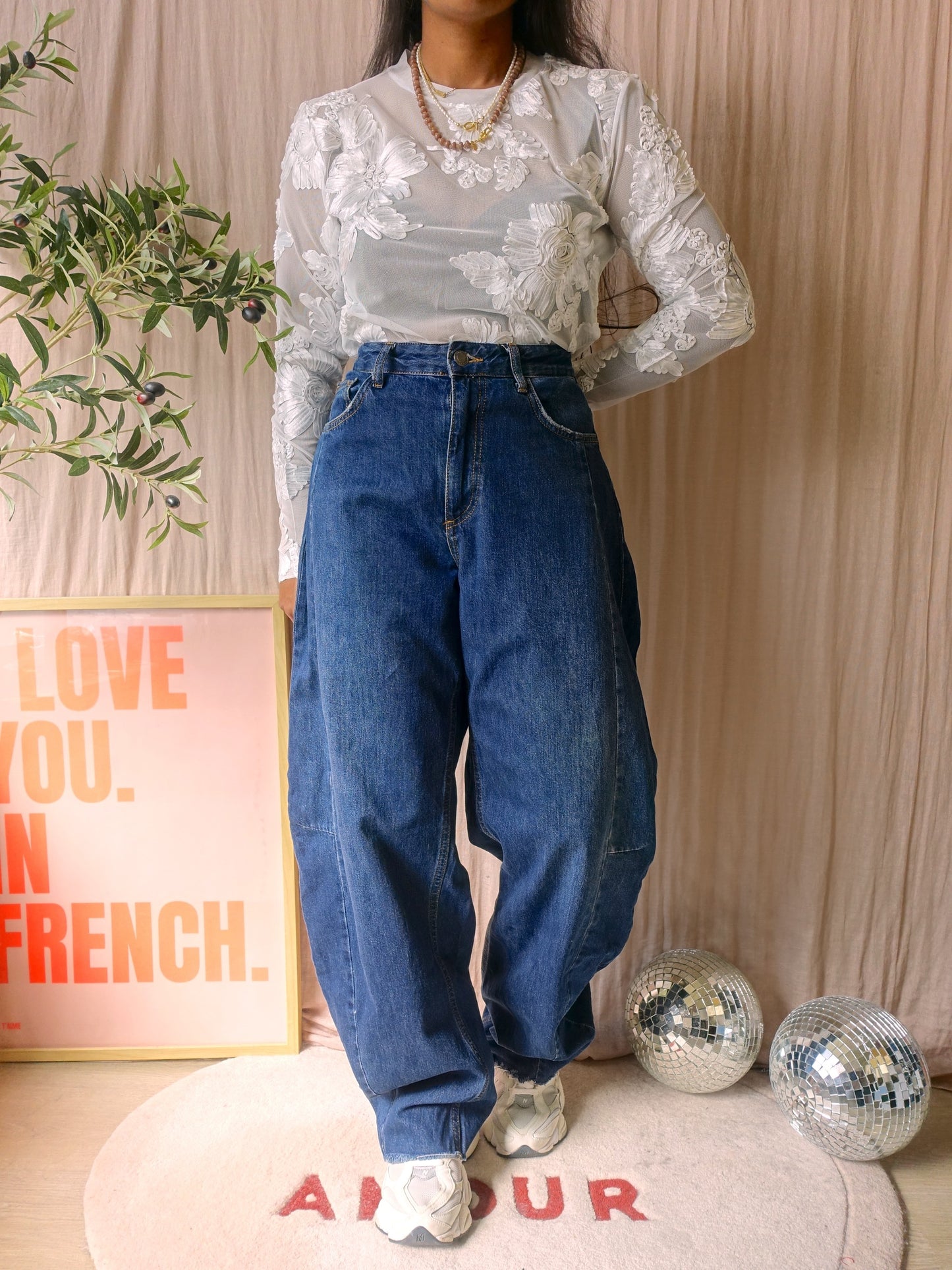 Zara the relaxed fit barrel jeans dark indigo