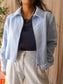 Zara cropped tweed jack sky blue