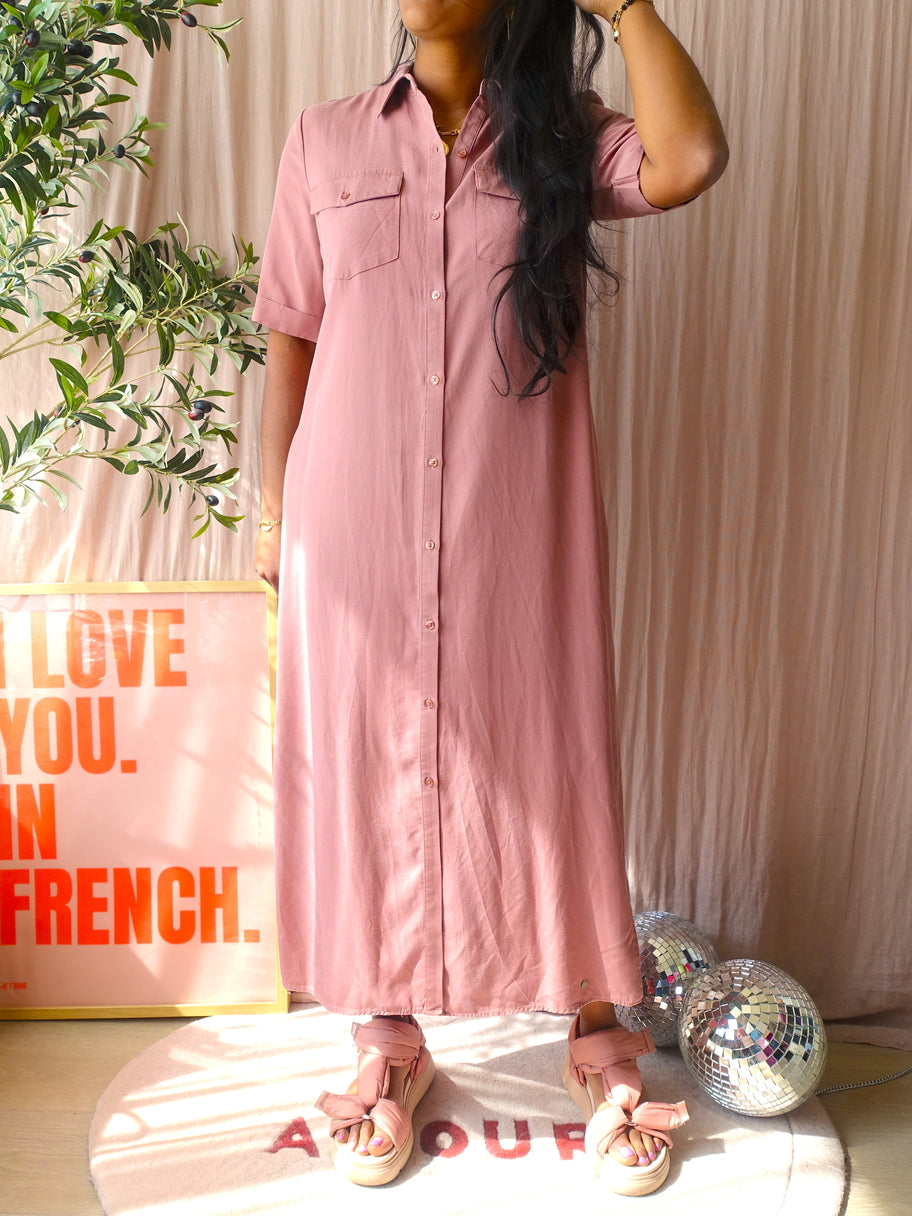 Zusss lyocell maxi jurk bridal rose