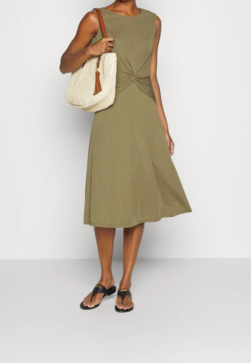 Lauren Ralph Lauren twist front jersey dress army