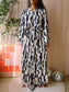 Summum Woman abstract maxi jurk ecru / zwart