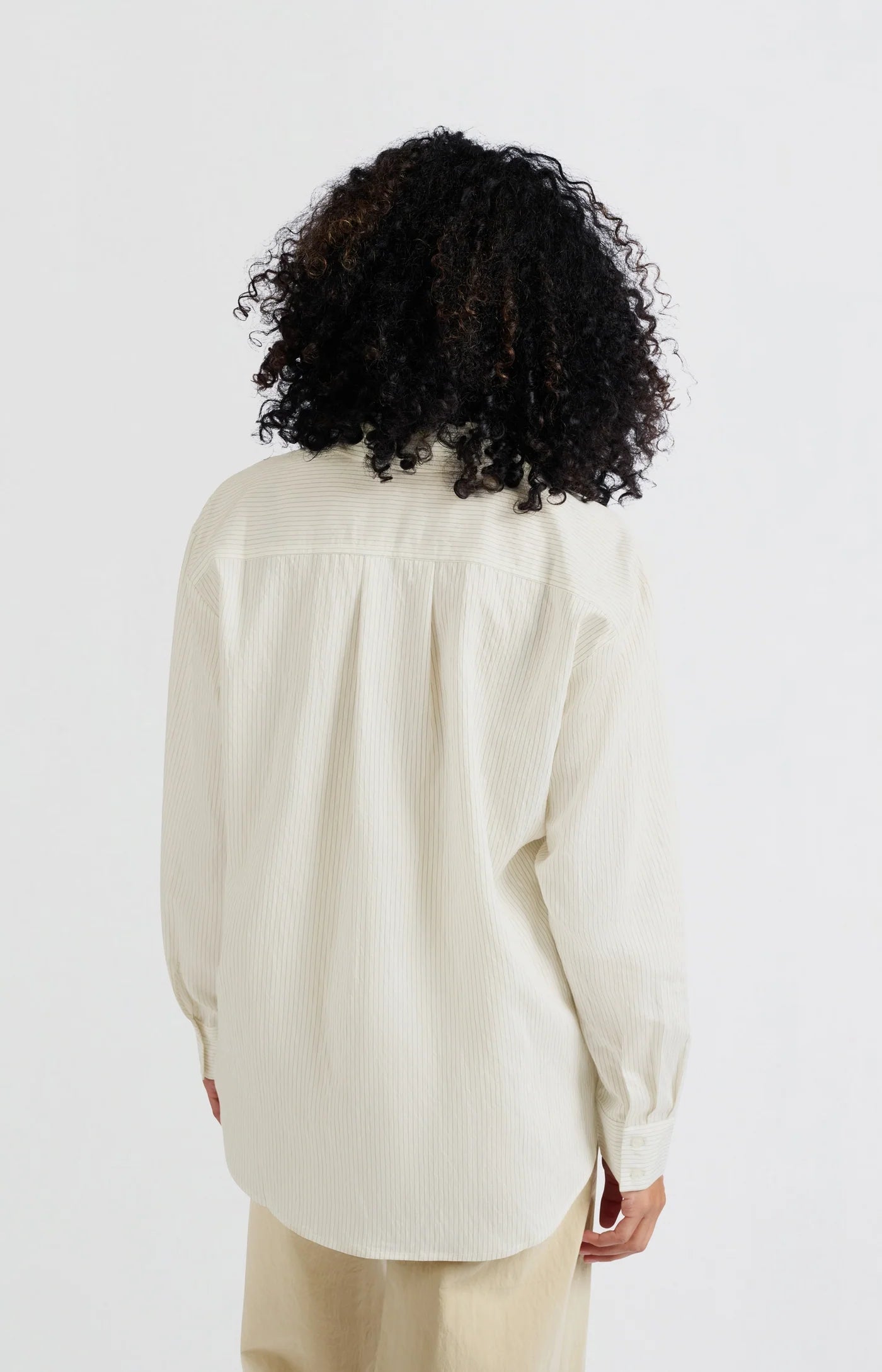 YAYA loose fit pinstripe shirt ecru