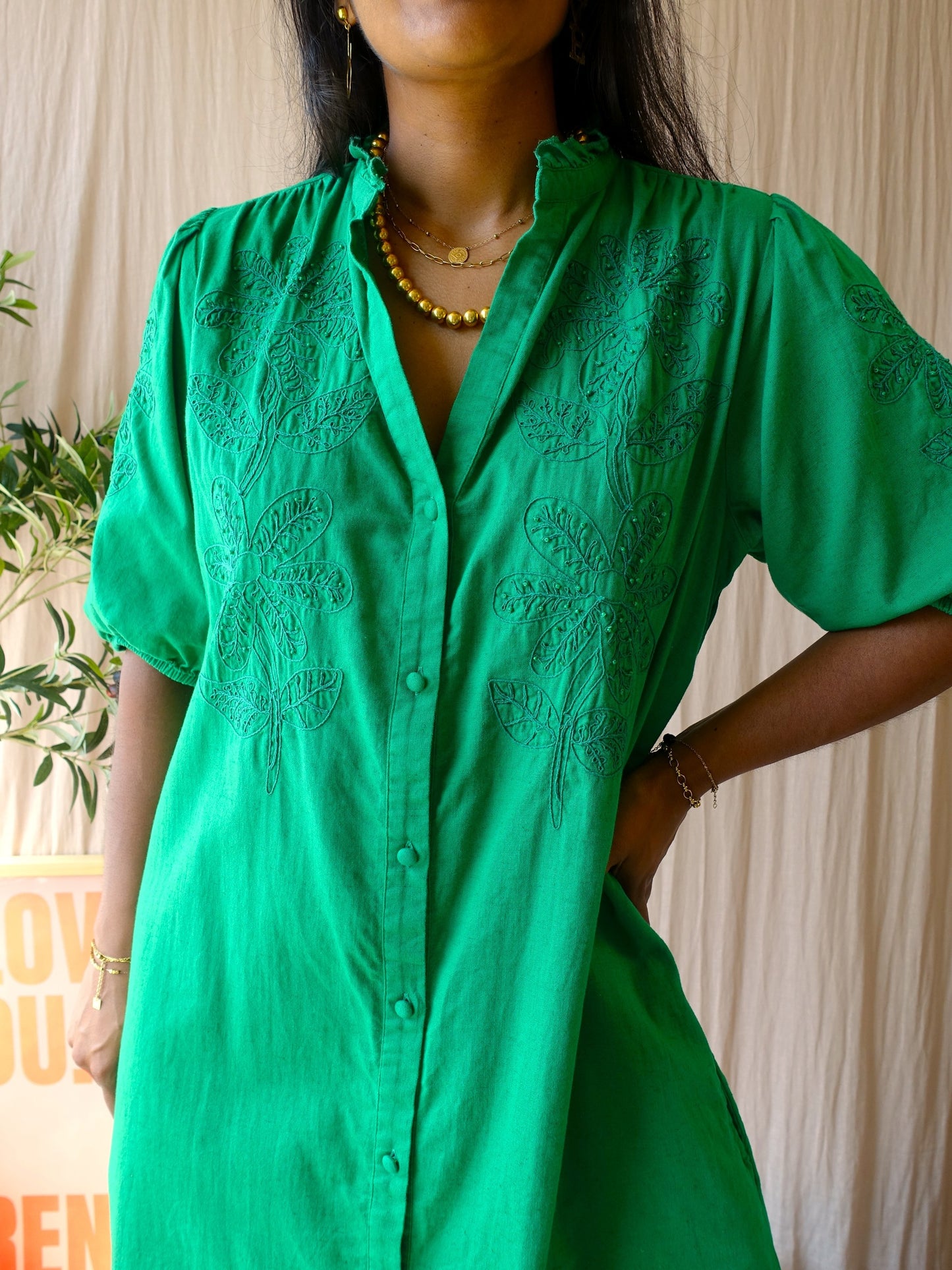 Fabienne Chapot george bio cottonmix jurk court green