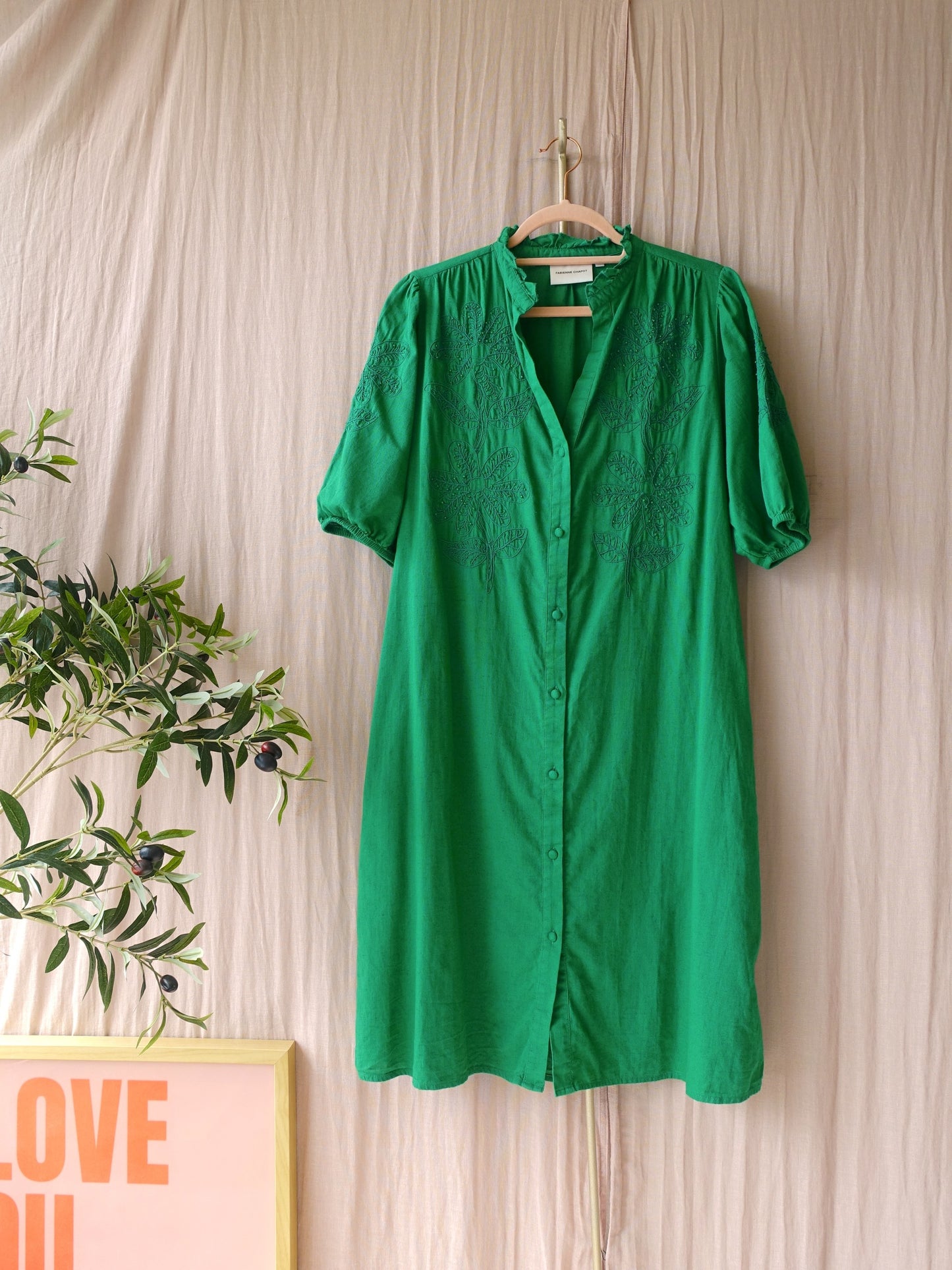 Fabienne Chapot george bio cottonmix jurk court green
