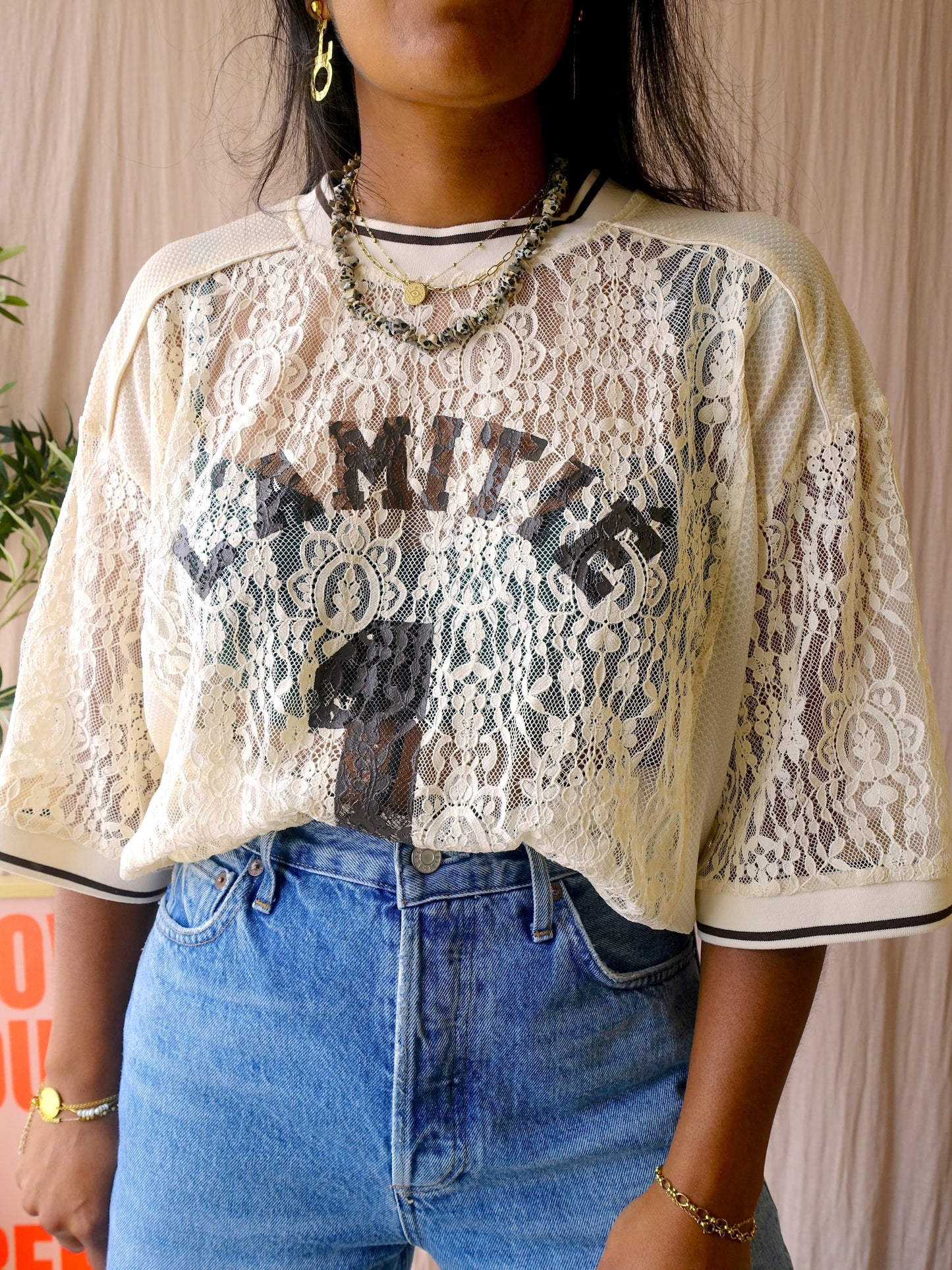 Haute L'Amitié lace football tee pearl