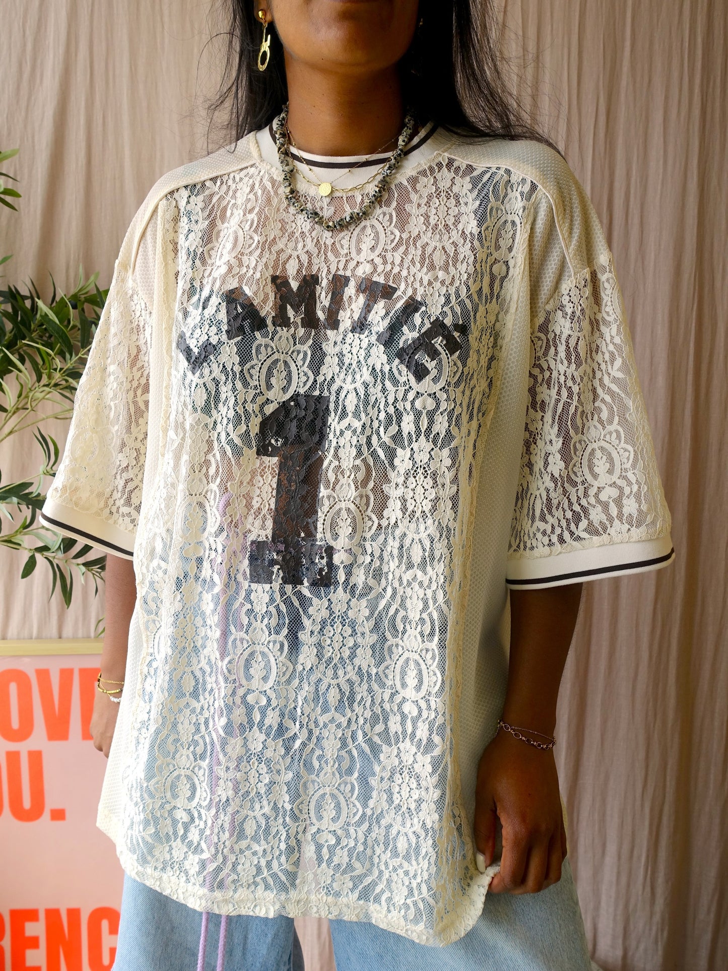 Haute L'Amitié lace football tee pearl
