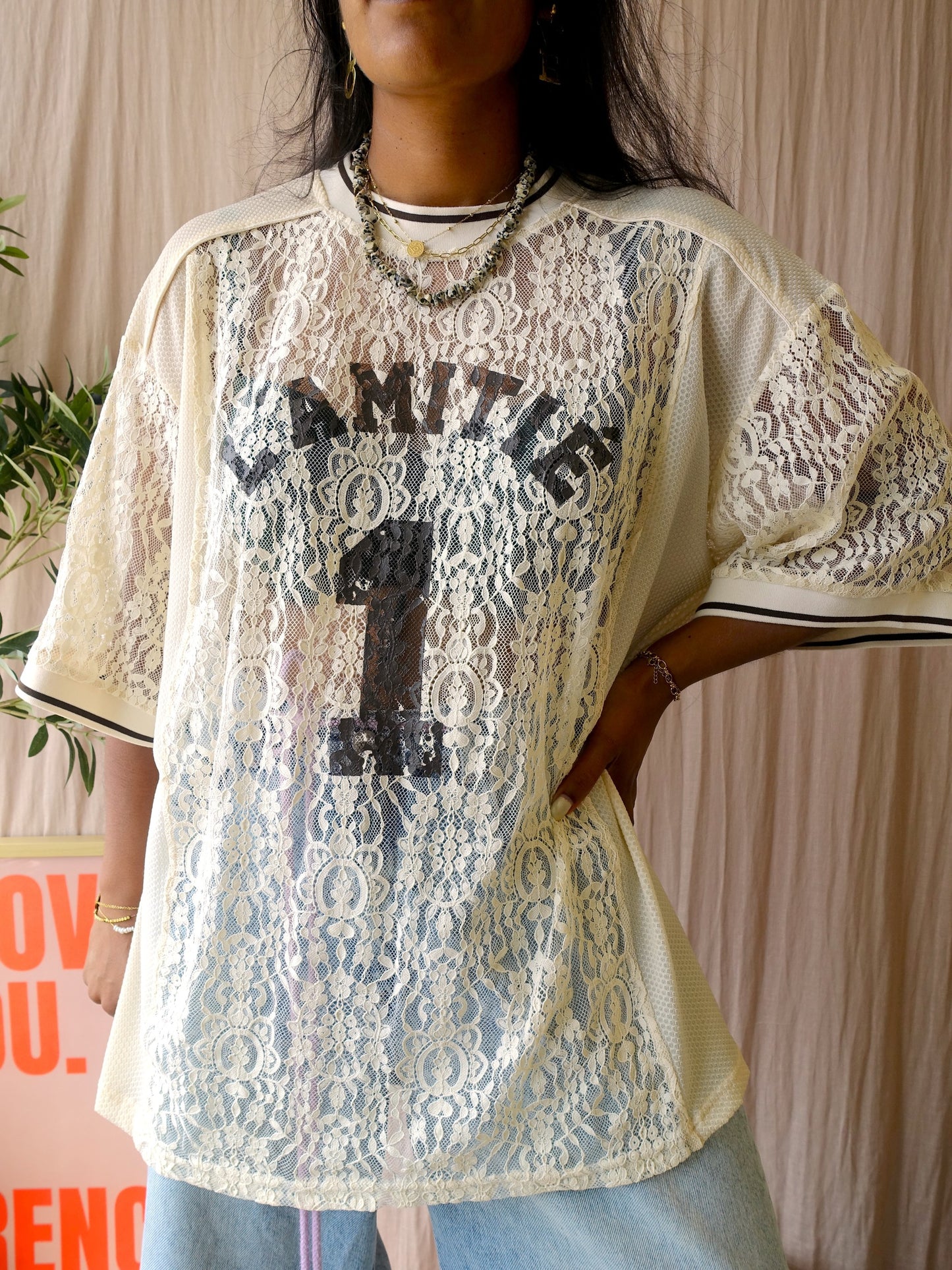 Haute L'Amitié lace football tee pearl