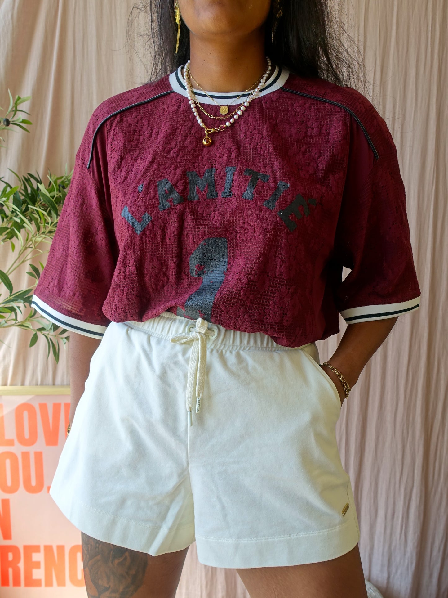 Haute L'Amitié lace football tee amarone