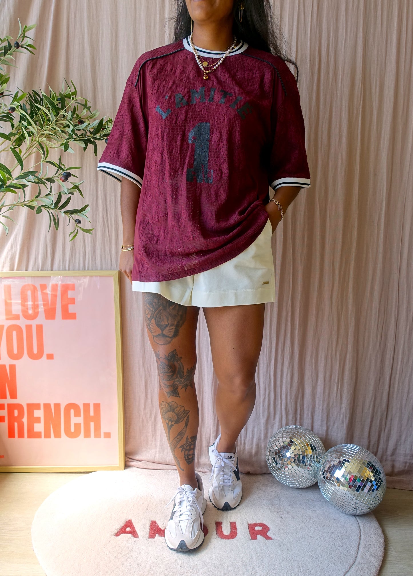 Haute L'Amitié lace football tee amarone