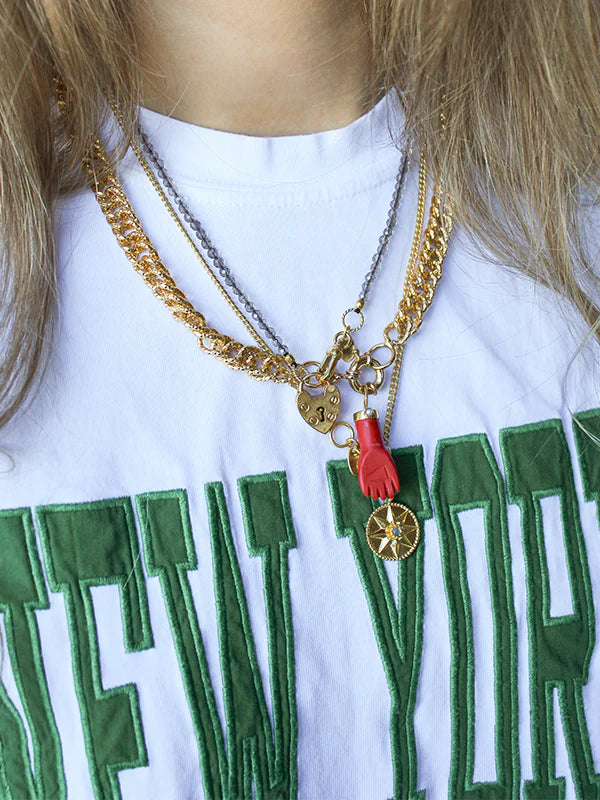I AM JAI grote gourmet ketting + edelsteen bedel goud