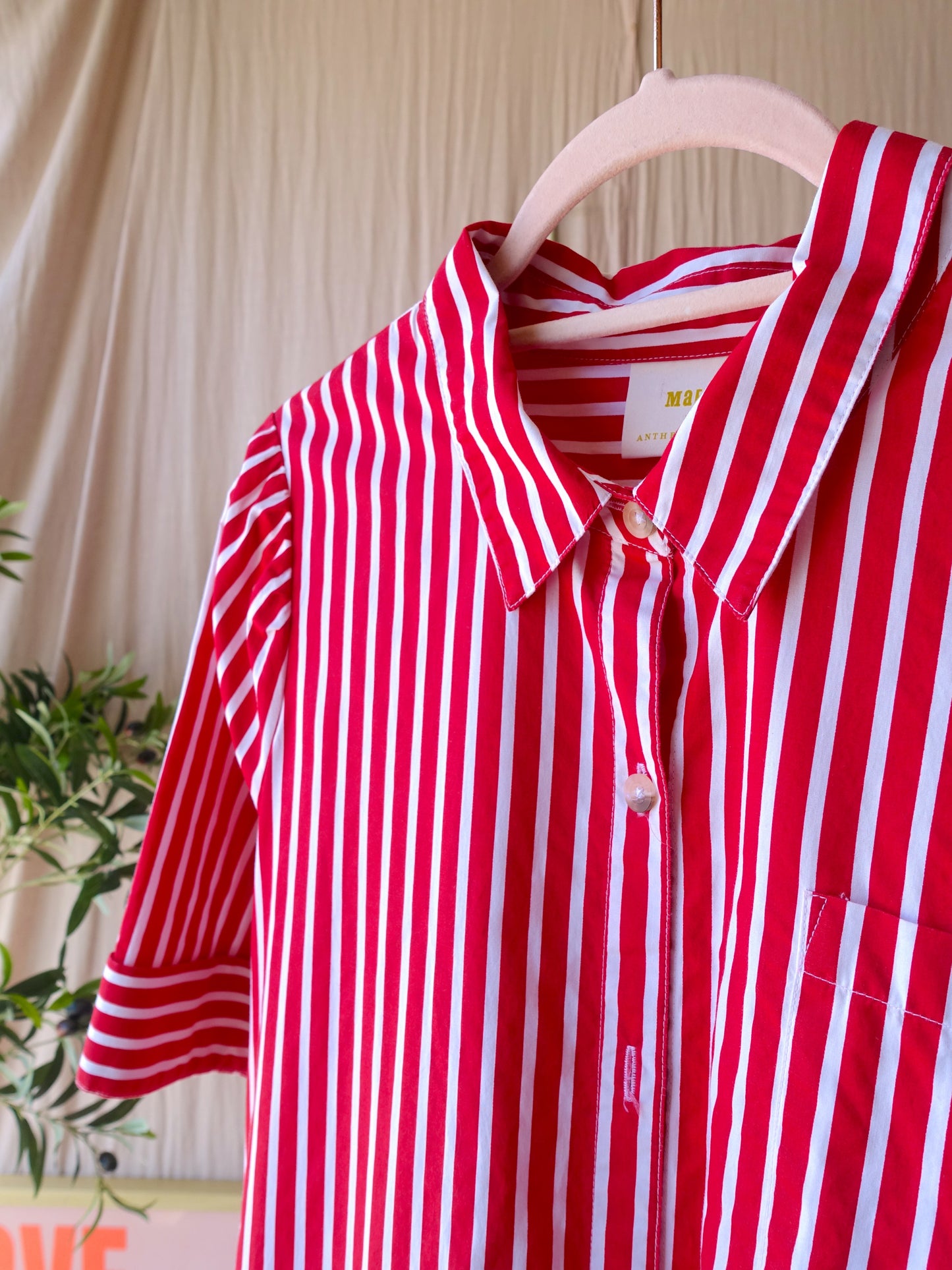 Maeve x Anthropologie poplin striped jurk rood / wit