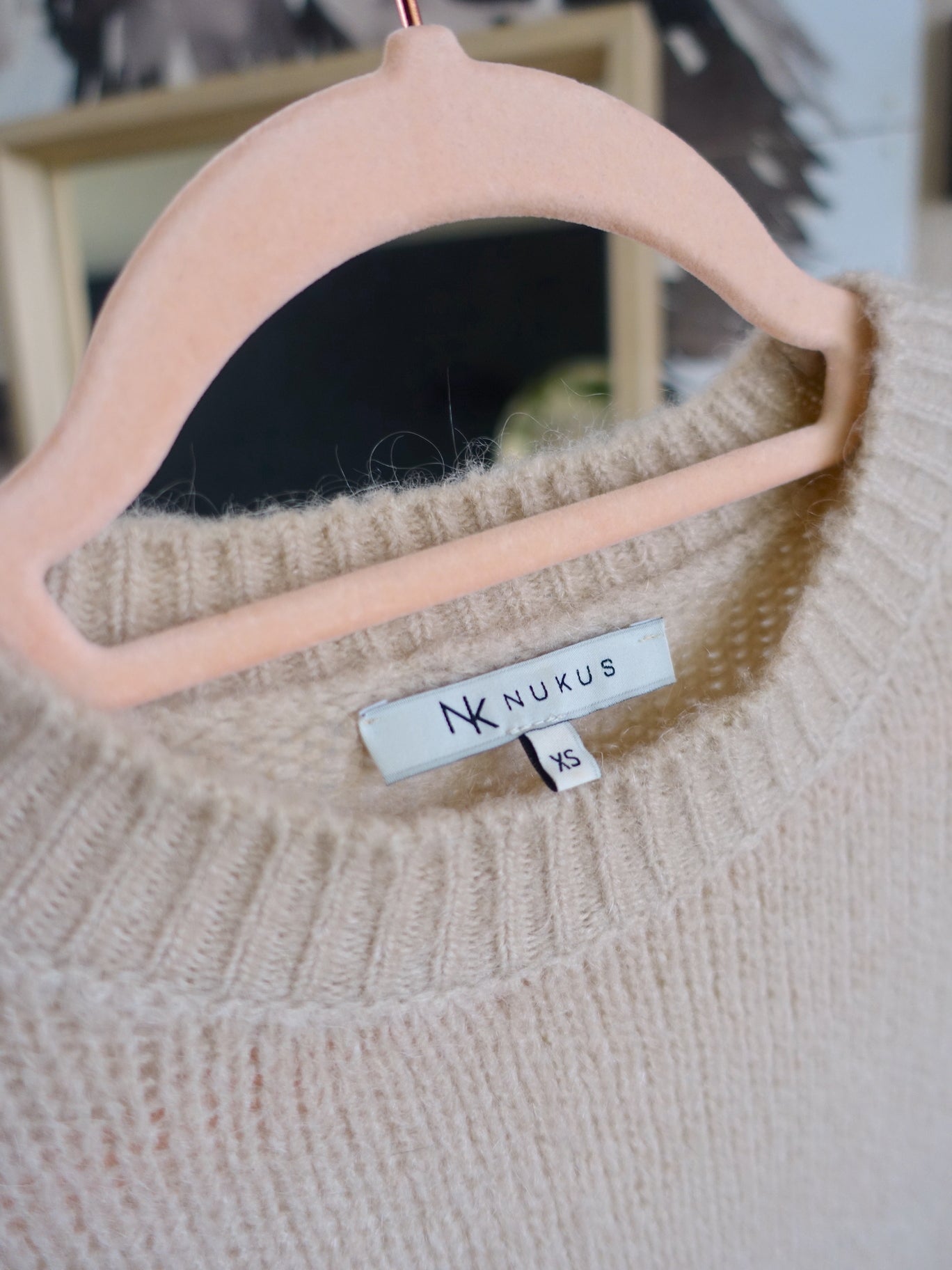 Nukus kitty woolmix knit pullover latte beige