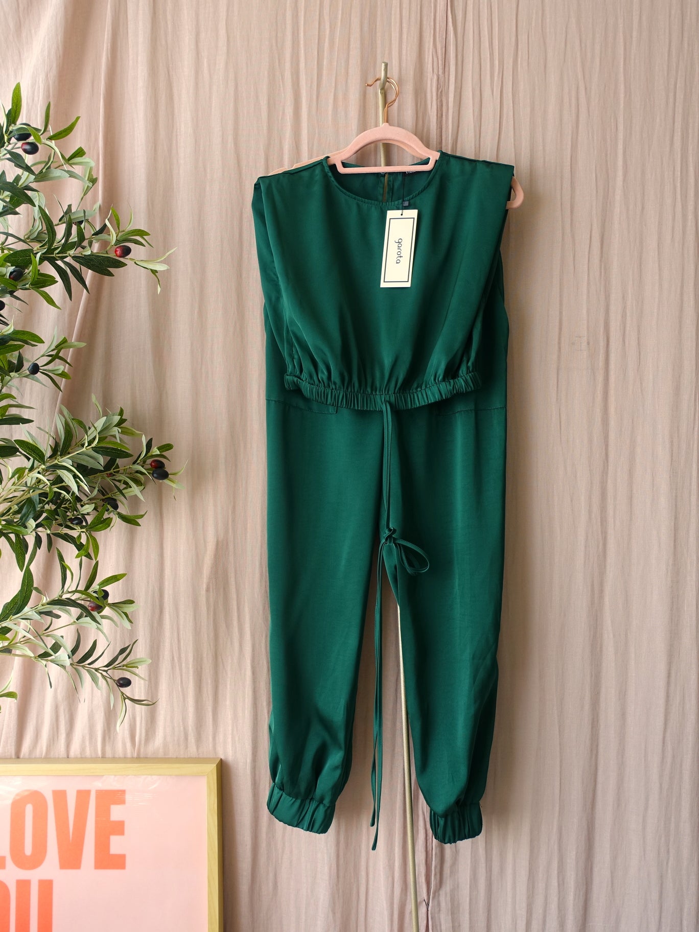 Garota satin co-ord set emerald