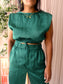 Garota satin co-ord set emerald