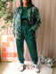 Garota satin co-ord set emerald