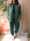 Garota satin co-ord set emerald
