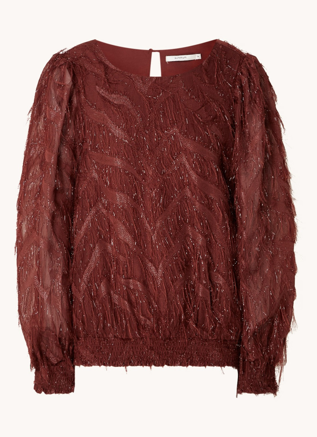 Summum Woman fringe lurex top burgundy wine