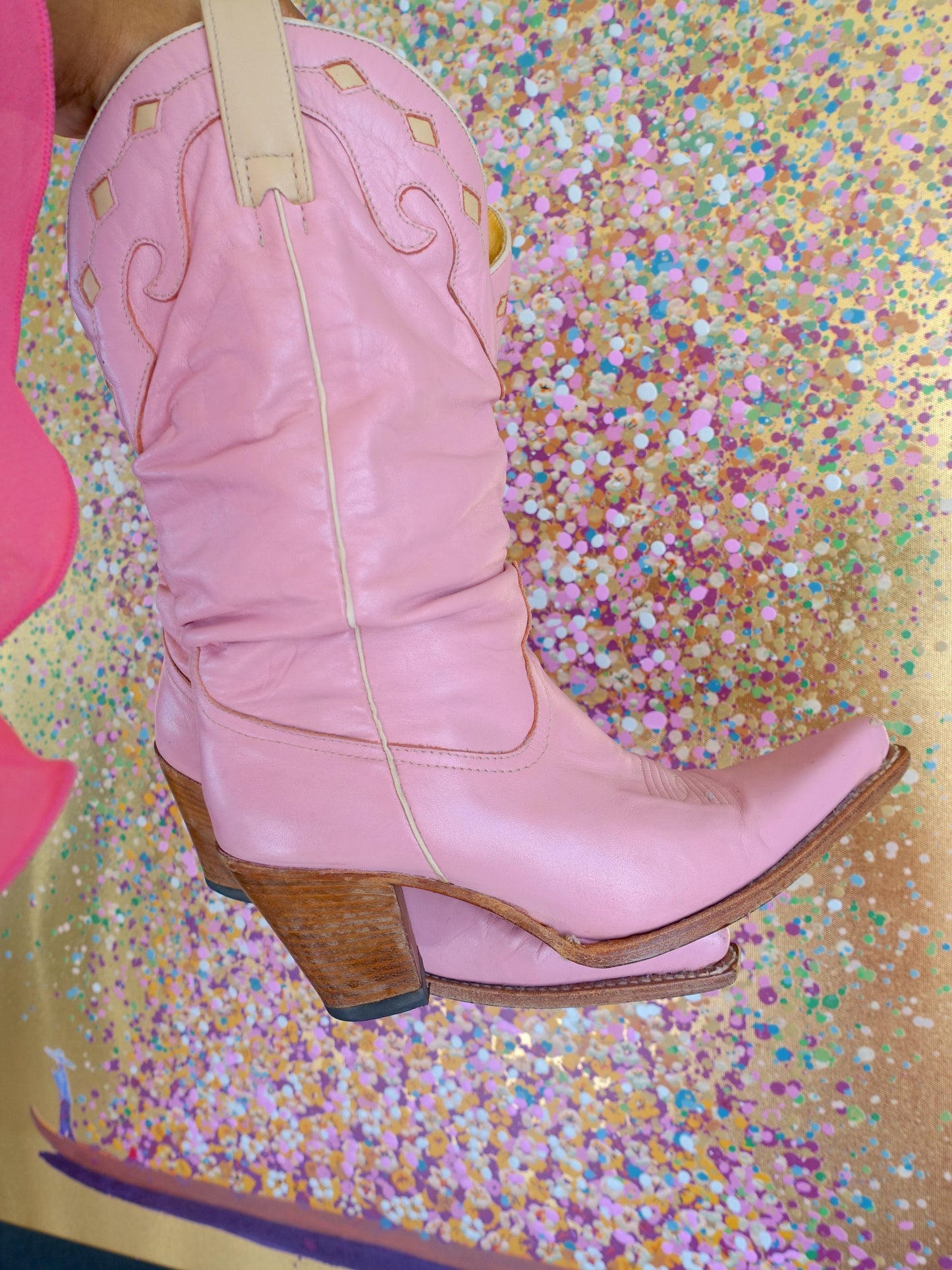 Sendra vintage western boots pink leather