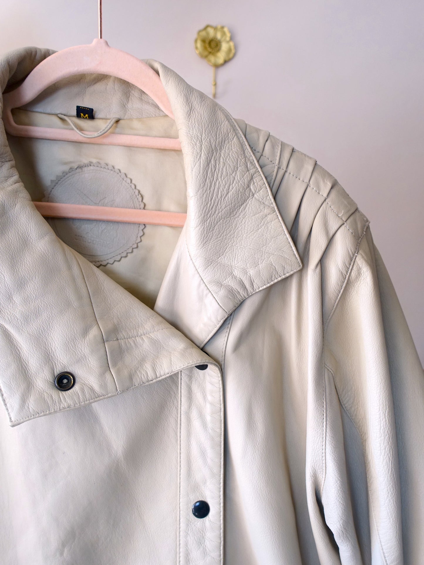 Vintage oversized bikerjacket creme