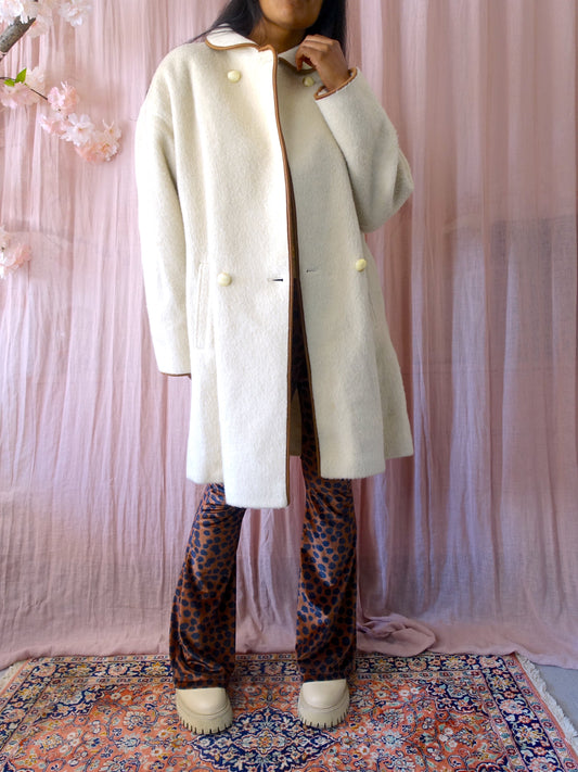 Vintage oversized wool coat creme