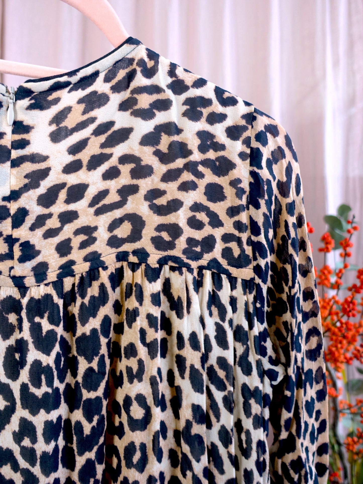 Ganni leopard viscose jurk