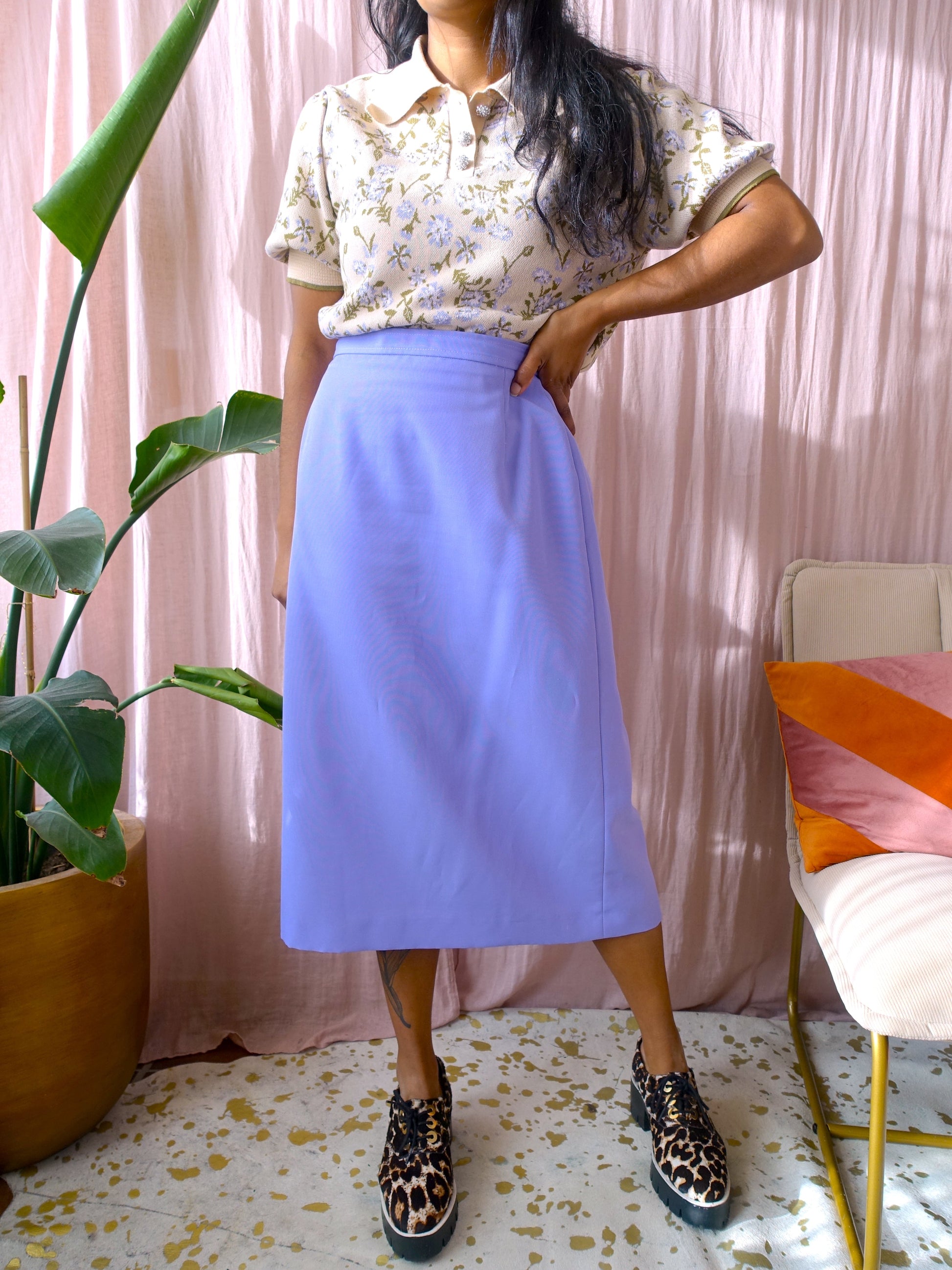 ambitie voor profiel Vintage high waist midi kokerrok lila – Pindawerk