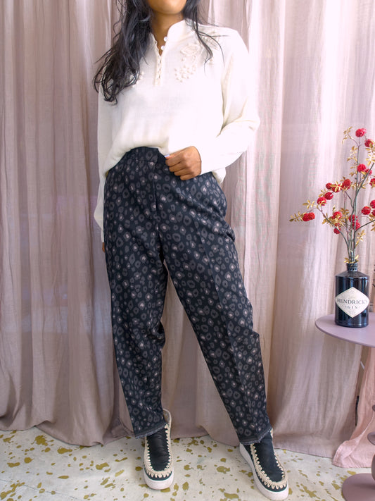 S Oliver cropped pantalon leopard antraciet