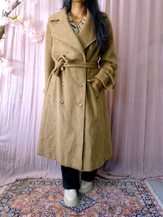 Vintage oversized camel coat wool