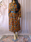 70's Vintage midi jurk warm colours
