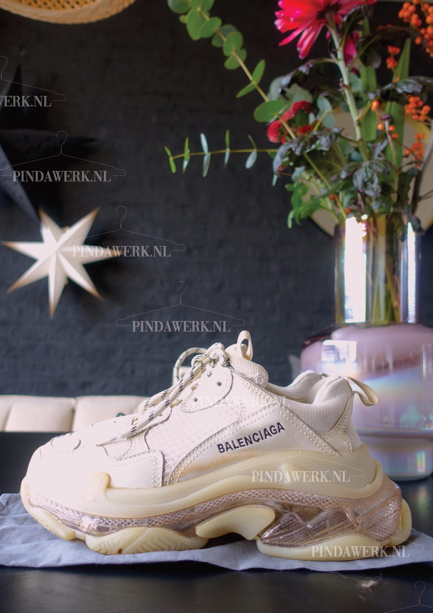 Balenciaga Triple S clear sole honeycomb / mesh offwhite