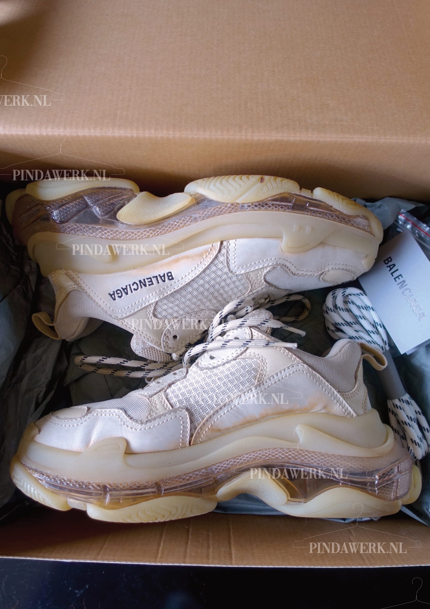 Balenciaga Triple S clear sole honeycomb / mesh offwhite