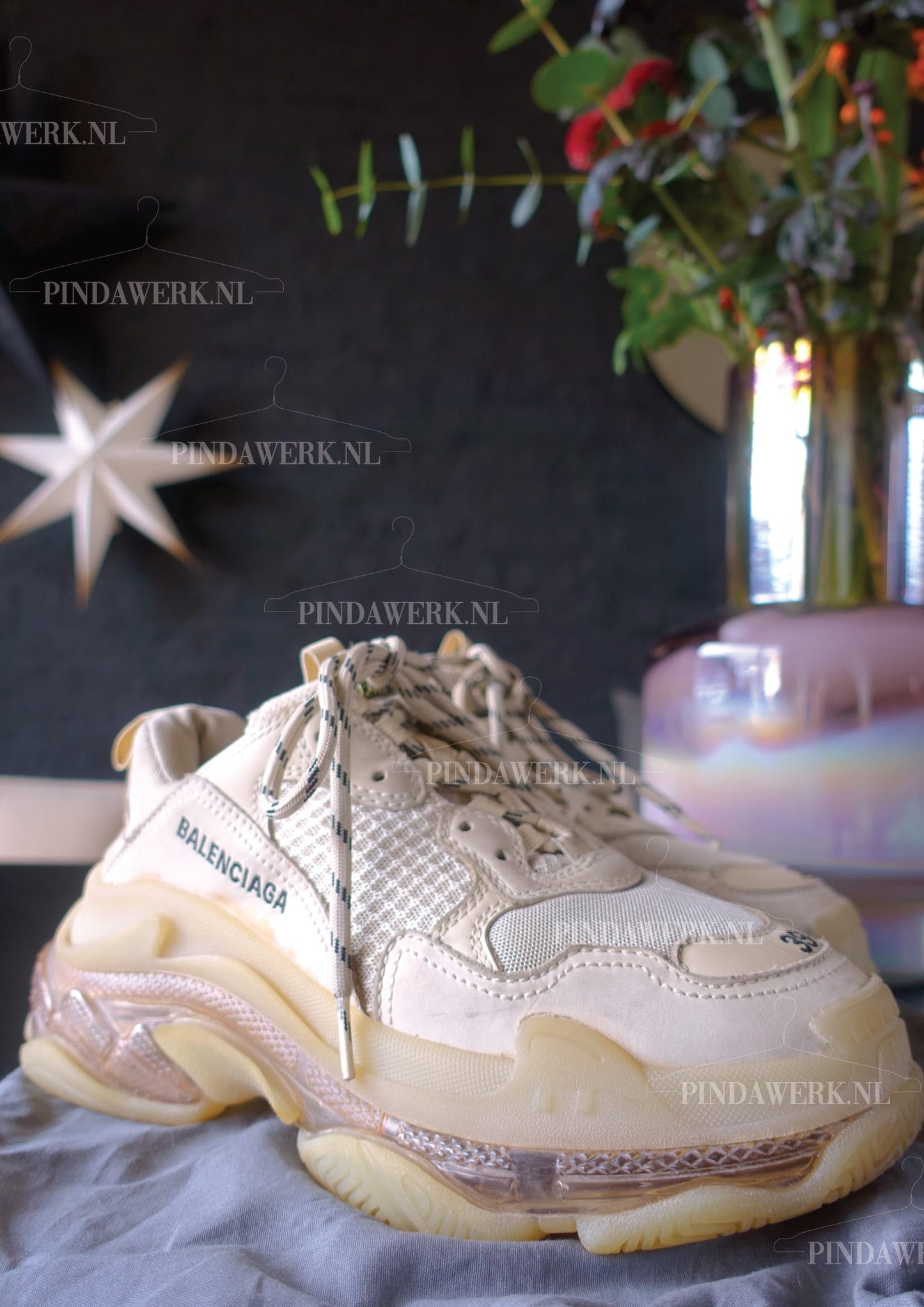 Balenciaga Triple S clear sole honeycomb / mesh offwhite