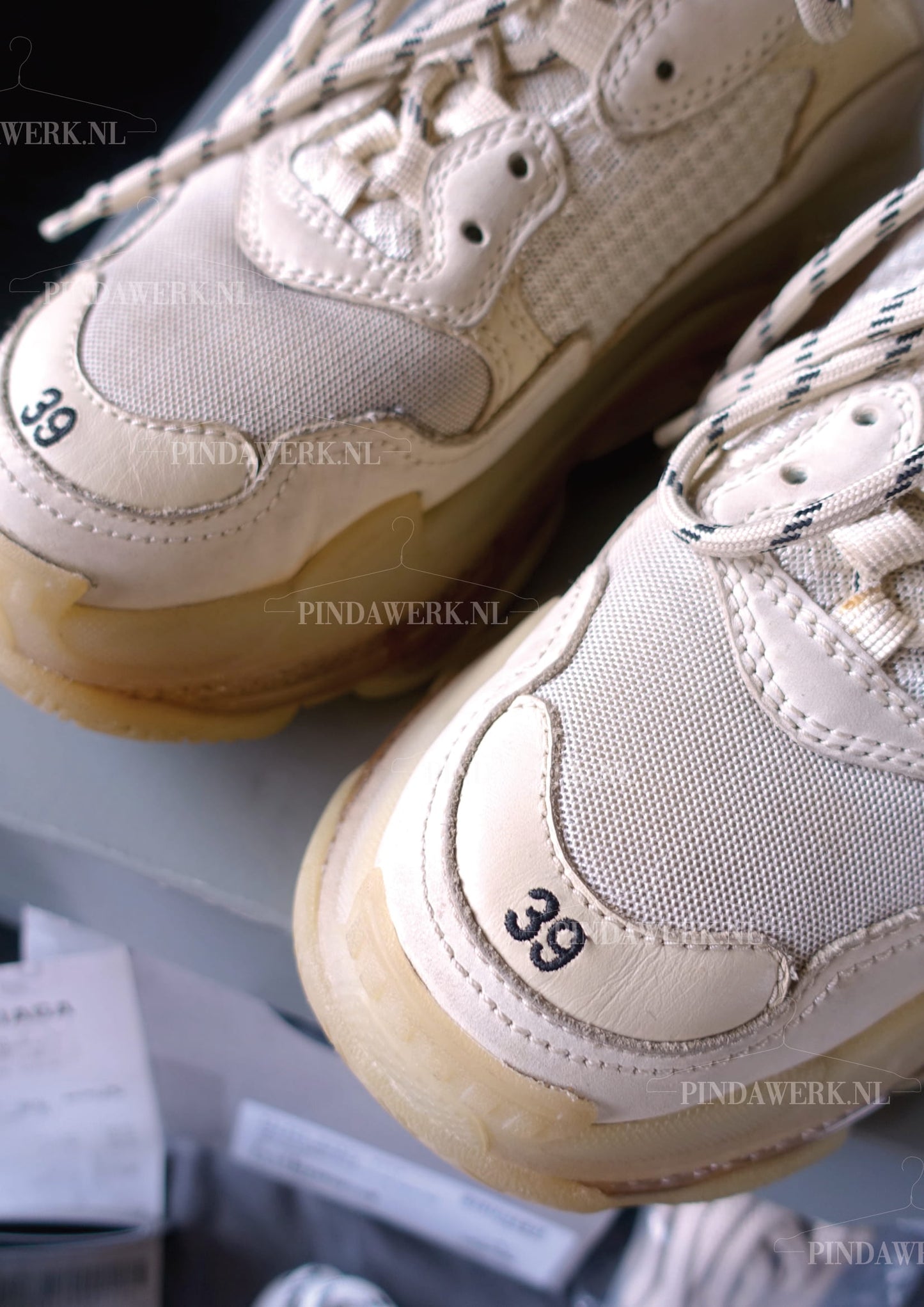 Balenciaga Triple S clear sole honeycomb / mesh offwhite