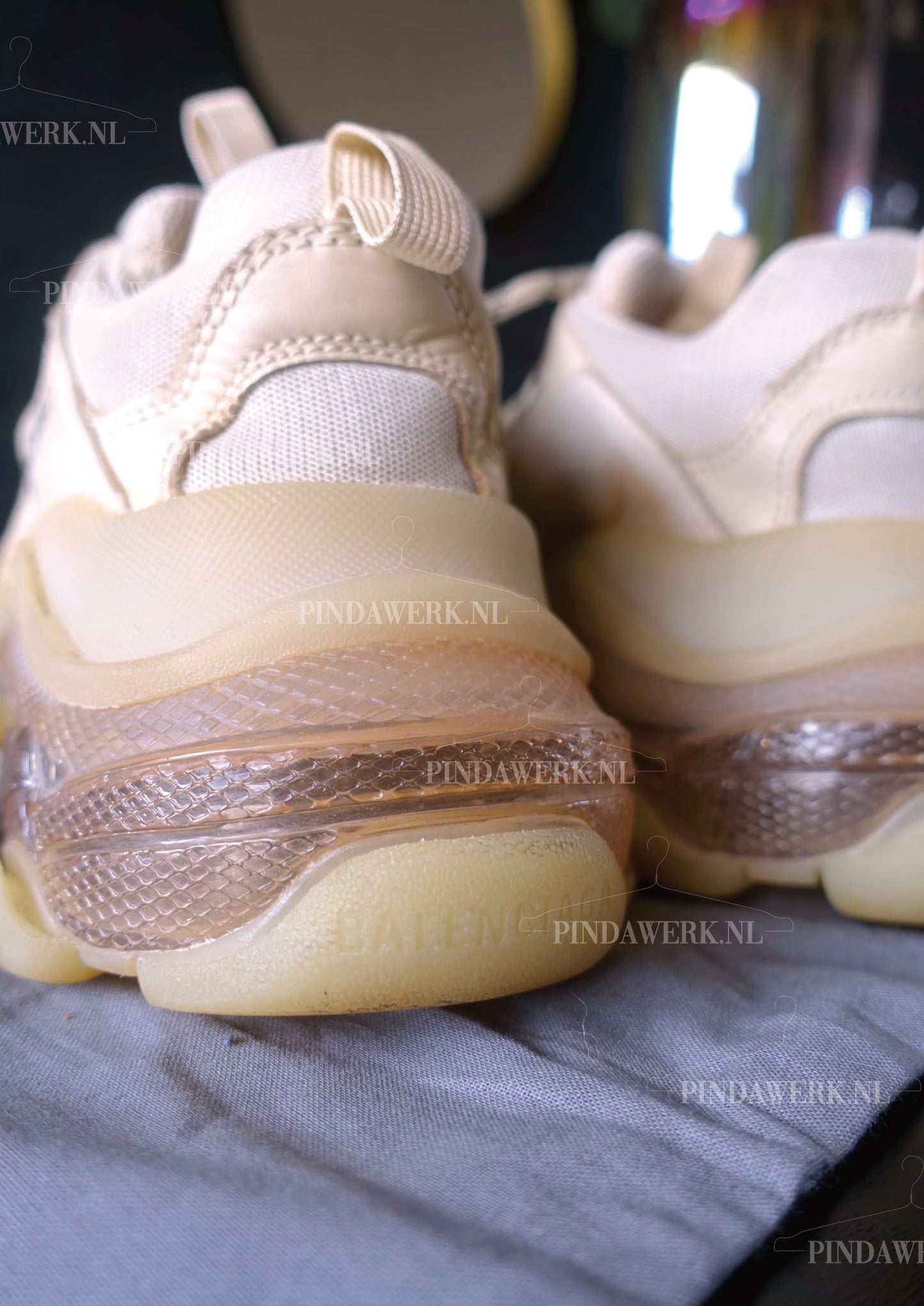 Balenciaga Triple S clear sole honeycomb / mesh offwhite